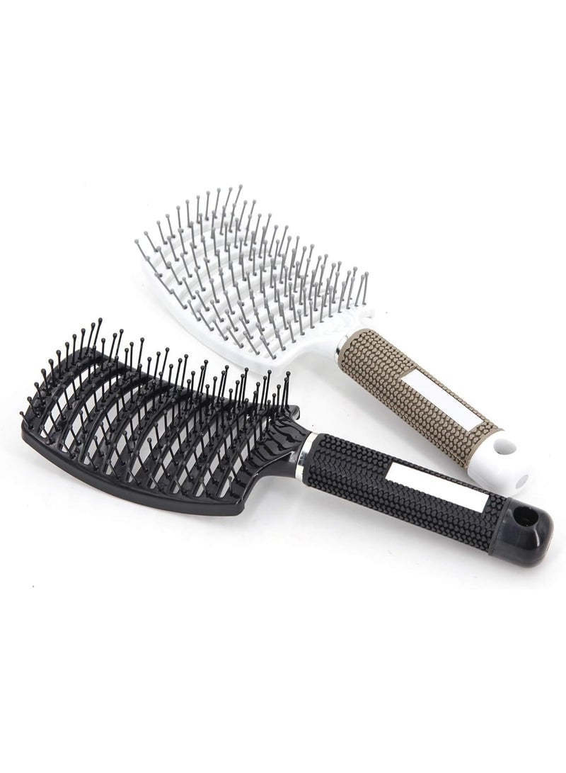 ChicAbode 2 جهاز كمبيوتر شخصي فرشاة الشعر، منحنى تهوية تفريغ فرشاة لتجفيف ضربة أسرع، منحنى تصفيف فرشاة الشعر للنساء الرجال متجأة مستقيمة سميكة رطبة وجافة الشعر، حلاقة تصفيف الشعر أدوات - Image 1